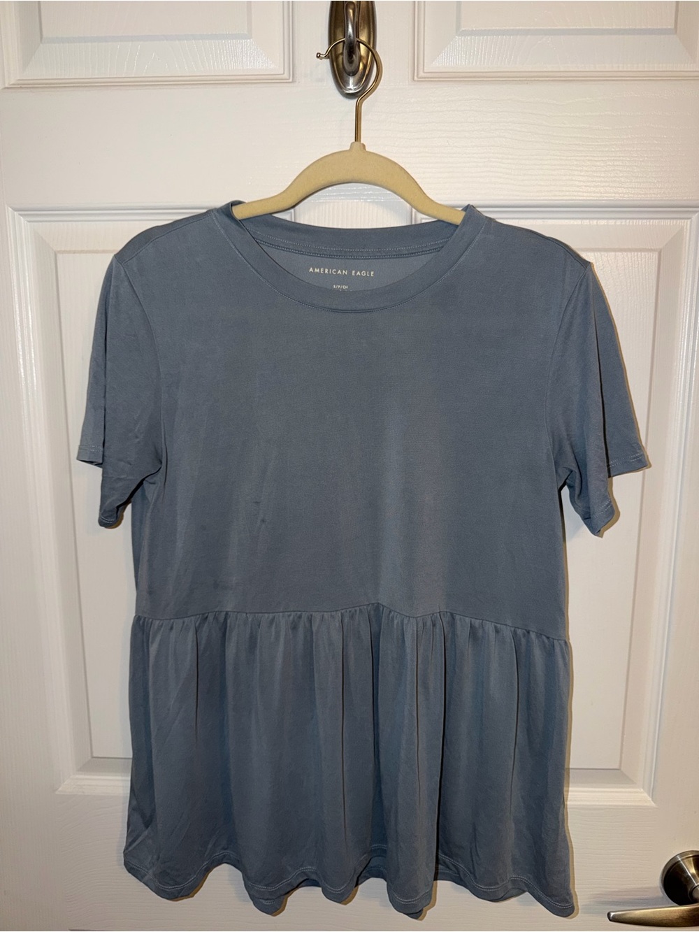 ✨ American Eagle Soft & Sexy Peplum Top | Dusty Blue